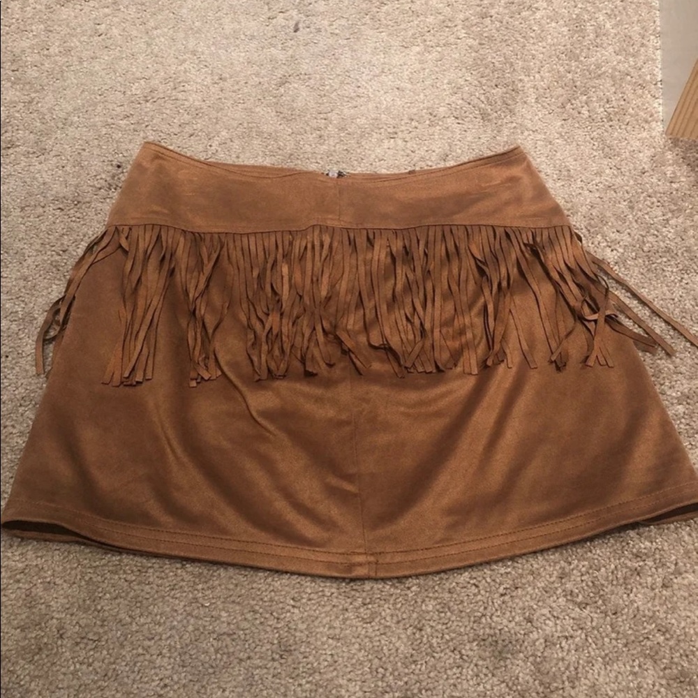Suede Fringe Boutique Skirt